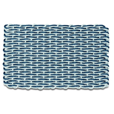 Lobster Rope Doormats, Outdoor Door Mats, Wicked Good Door Mats Made in Maine, Navy & Seafoam Double Weave